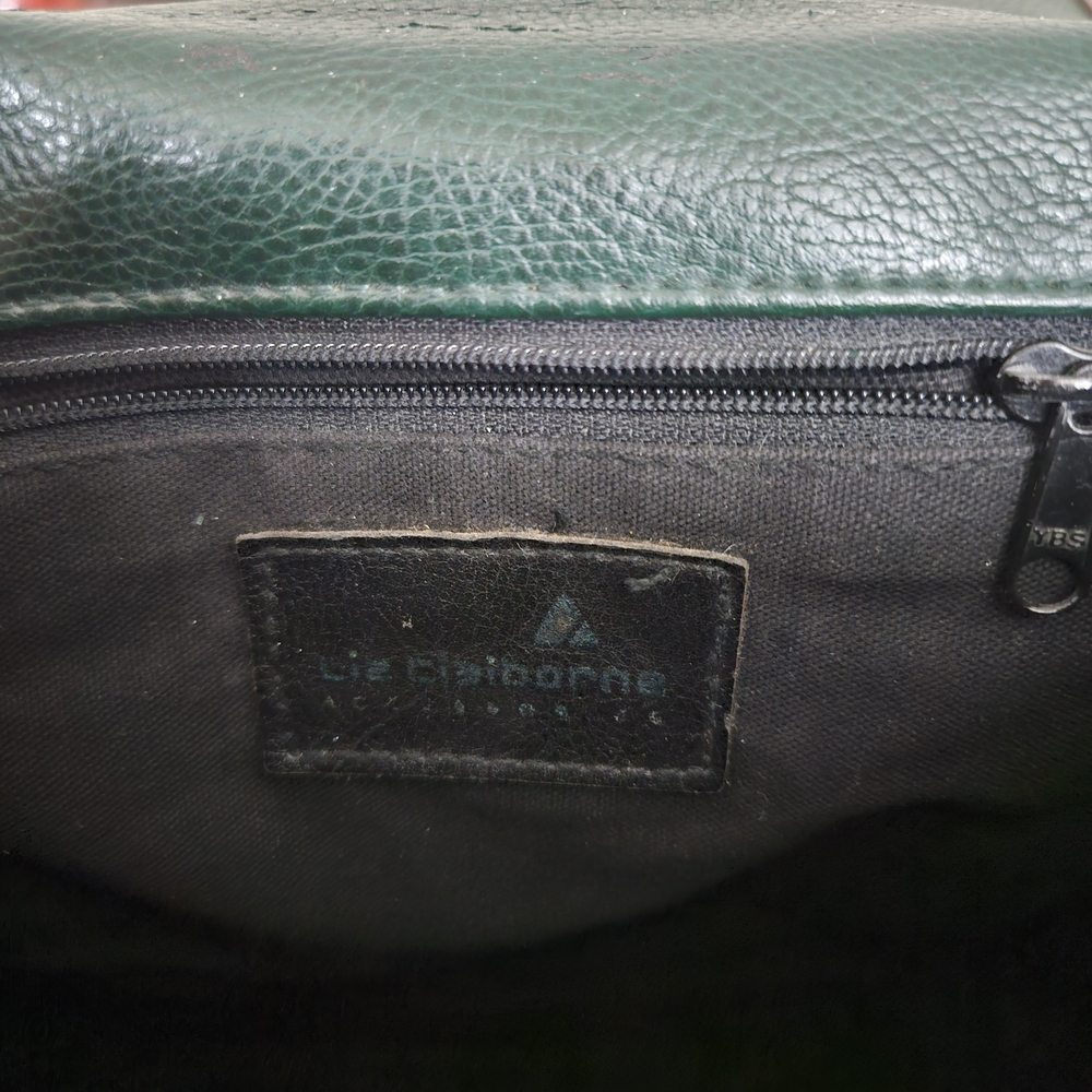 Vintage 1990s Liz Claiborne Handbag Purse Green Brown Crossbody Vtg 90s - Picture 10 of 11